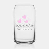 Roze hart felicitaties afstuderen aquarel a blikvorm glas (Voorkant)