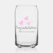 Roze hart felicitaties afstuderen aquarel a blikvorm glas (Achterkant)