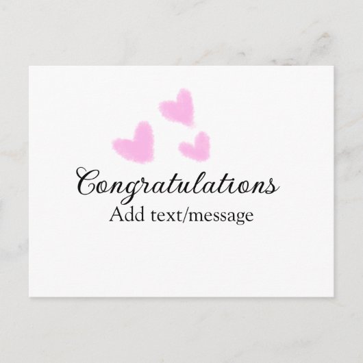 Roze hart felicitaties afstuderen aquarel a briefkaart (Voorkant)