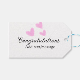 Roze hart felicitaties afstuderen aquarel a cadeaulabel