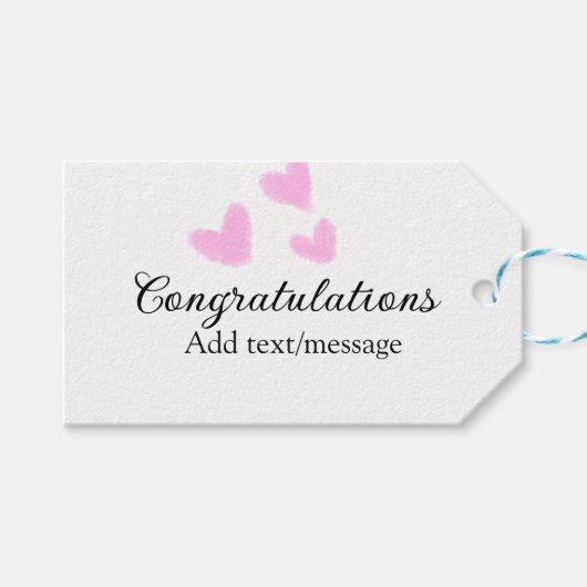 Roze hart felicitaties afstuderen aquarel a cadeaulabel (Voorkant (Horizontaal))