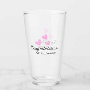 Roze hart felicitaties afstuderen aquarel a glas