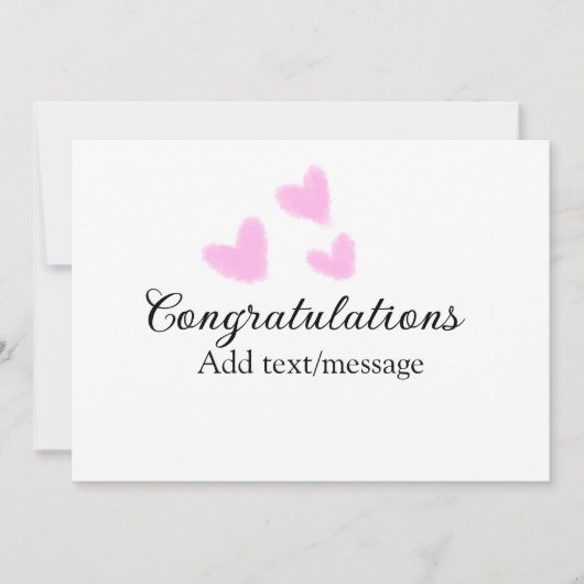Roze hart felicitaties afstuderen aquarel a kaart (Voorkant)
