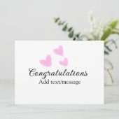 Roze hart felicitaties afstuderen aquarel a kaart (Staand voorkant)
