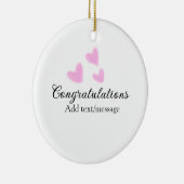 Roze hart felicitaties afstuderen aquarel a keramisch ornament (Rechts)