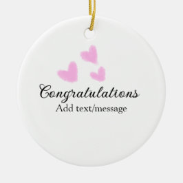 Roze hart felicitaties afstuderen aquarel a keramisch ornament