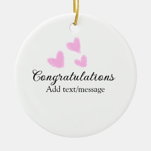 Roze hart felicitaties afstuderen aquarel a keramisch ornament (Voorkant)