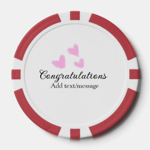 Roze hart felicitaties afstuderen aquarel a poker chips