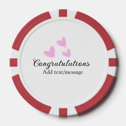 Roze hart felicitaties afstuderen aquarel a poker chips (Voorkant)