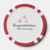 Roze hart felicitaties afstuderen aquarel a poker chips (Achterkant)
