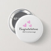 Roze hart felicitaties afstuderen aquarel a ronde button 5,7 cm (Voorkant /achterkant)