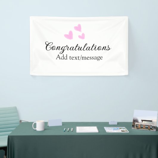 Roze hart felicitaties afstuderen aquarel a spandoek (Beurs)