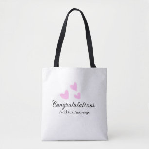 Roze hart felicitaties afstuderen aquarel a tote bag