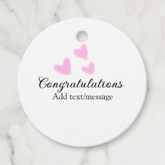 Roze hart felicitaties afstuderen aquarel bedankjes labels (Voorkant)