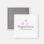 Roze hart felicitaties afstuderen aquarel magneet (Voorkant / Achterkant)