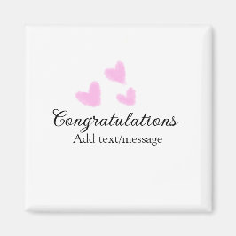 Roze hart felicitaties afstuderen aquarel magneet