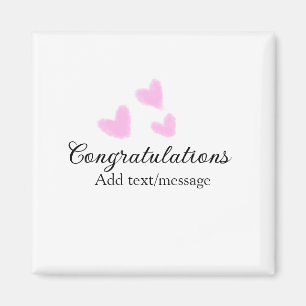 Roze hart felicitaties afstuderen aquarel magneet