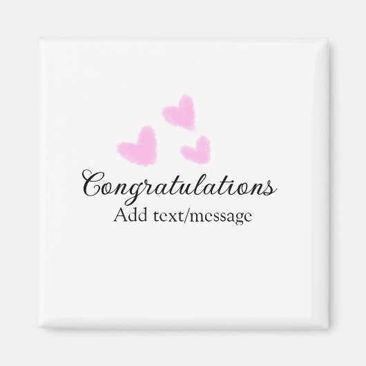 Roze hart felicitaties afstuderen aquarel magneet (Voorkant)