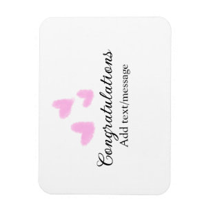 Roze hart felicitaties afstuderen aquarel magneet