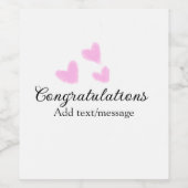 Roze hart felicitaties afstuderen aquarel wijn etiket (Enkel label)