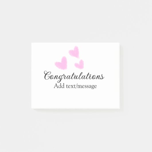 Roze hart felicitaties afstuderen waterverf a post-it® notes (Voorkant)
