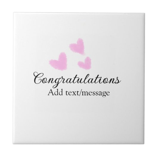 Roze hart felicitaties afstuderen waterverf a tegeltje (Voorkant)