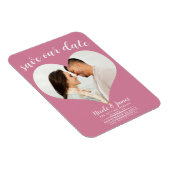 Roze Hart Foto Bruiloft Save the Date Magneet (Rechterzijde)