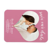 Roze Hart Foto Bruiloft Save the Date Magneet (Horizontaal)