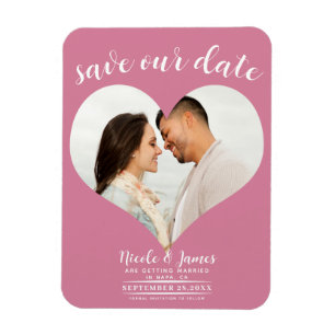 Roze Hart Foto Bruiloft Save the Date Magneet