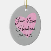 Roze Hart Foto Kerstmis Ornament Baby Meisje (Rechts)