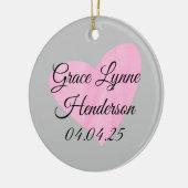Roze Hart Foto Kerstmis Ornament Baby Meisje (Links)