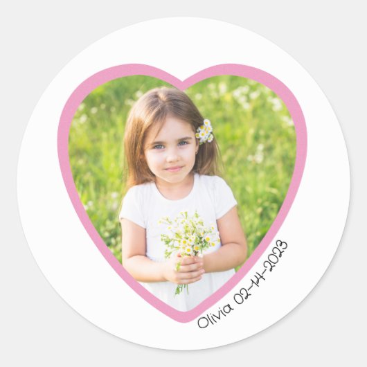 Roze Hart Foto Sticker Valentijnsdag Persoonlijk (Voorkant)