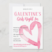 Roze Hart Galentine's Meisjes Nacht in Uitnodiging (Voorkant)