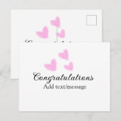 Roze hart gefeliciteerd afstuderen waterverf a briefkaart (Voorkant / Achterkant)