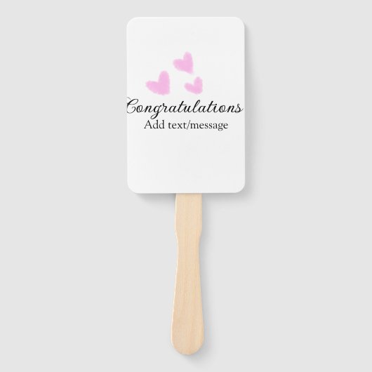 Roze hart gefeliciteerd afstuderen waterverf a handwaaier (Voorkant)