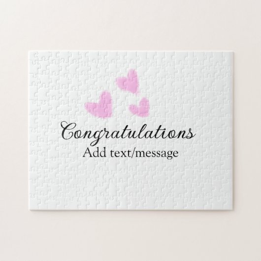 Roze hart gefeliciteerd afstuderen waterverf a legpuzzel (Horizontaal)