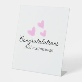 Roze hart gefeliciteerd afstuderen waterverf a reclamebord met voetstuk