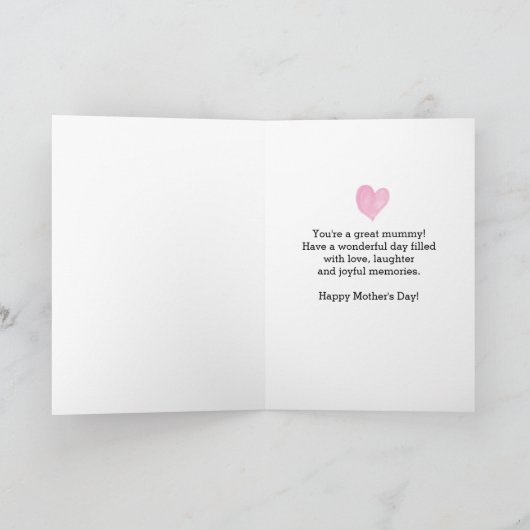 Roze Hart Gefeliciteerd met Moederdag Kaart (Binnen)