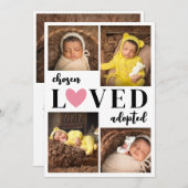 Roze Hart Gekozen Geliefd Geadopteerd Fotocollage Aankondiging (Voorkant / Achterkant)