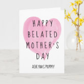 Roze Hart Gelukkig Verlaat Moederdag Kaart (Gele Bloem)