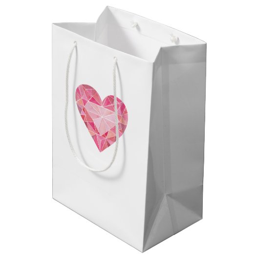 Roze Hart Gem Art Glam Chic Love Diamond Medium Cadeauzakje (Achterkant Gekanteld)