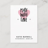 Roze hart gemaakt met beeldscherm met liefdesoorri visitekaartje (Voorkant)