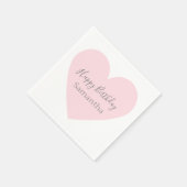 Roze Hart & Gepersonaliseerd grijs Happy Birthday  Servet (Hoek)