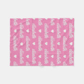 Roze Hart Gepersonaliseerde Naam Gift voor Baby Fleece Deken (Voorkant (Horizontaal))