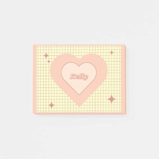 Roze hart geruit patroon Valentijnsdag Post-it® Notes (Voorkant)