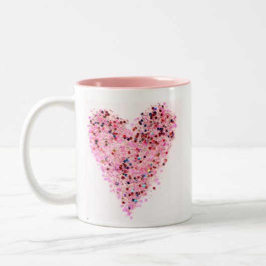 Roze Hart Glitter Mok (Links)