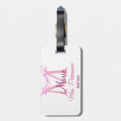 Roze hart glitter monogram leraar Mrs Modern gi Bagagelabel (Achterkant verticaal)