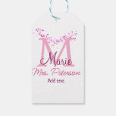 Roze hart glitter monogram leraar Mrs Modern gi Cadeaulabel (Achterkant)