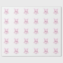 Roze hart glitter monogram leraar Mrs Modern gi Cadeaupapier