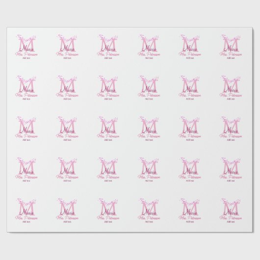 Roze hart glitter monogram leraar Mrs Modern gi Cadeaupapier (Vlak)